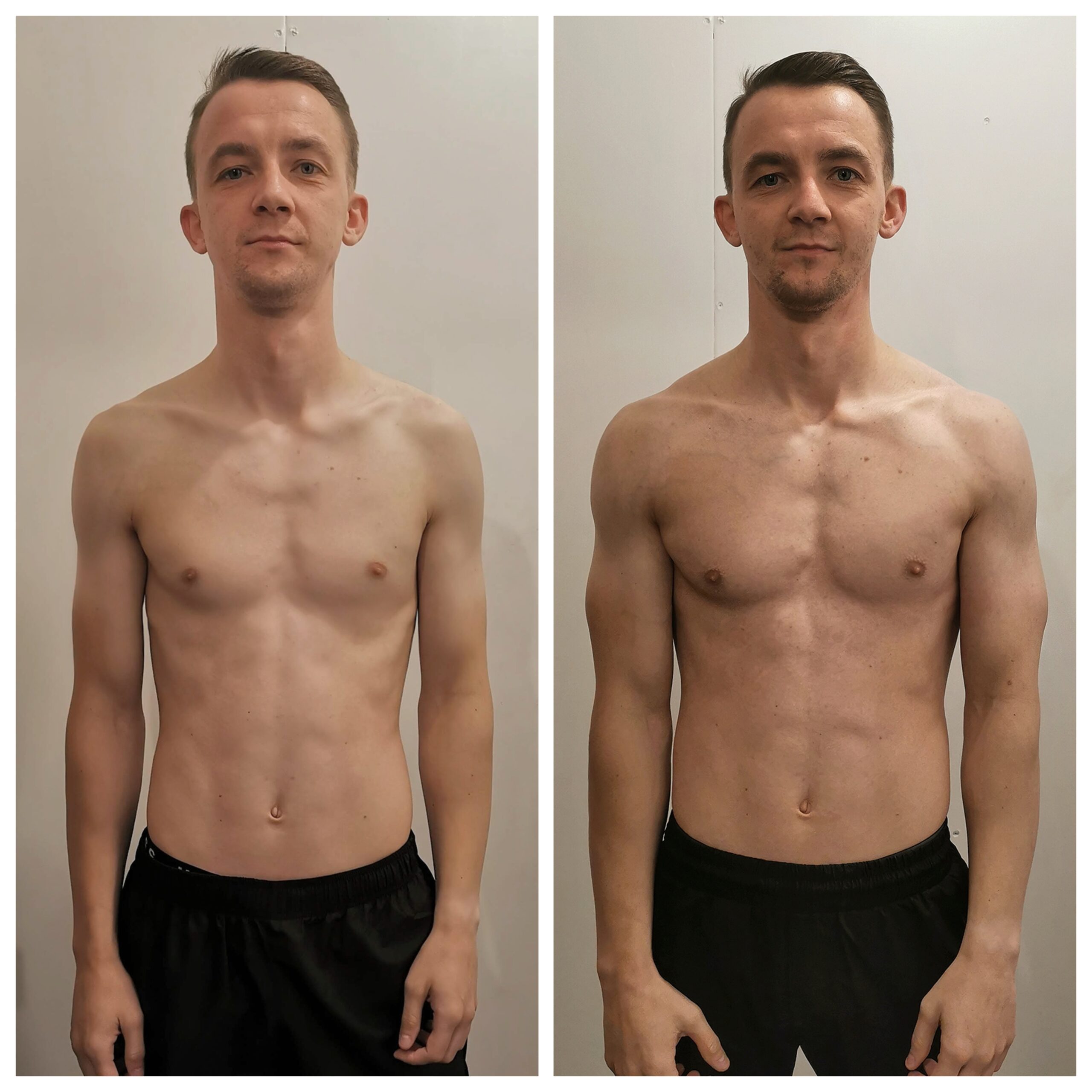 Client Adam Transformation Picture. Front View. Liverpool Personal Trainer - Chris Walker
