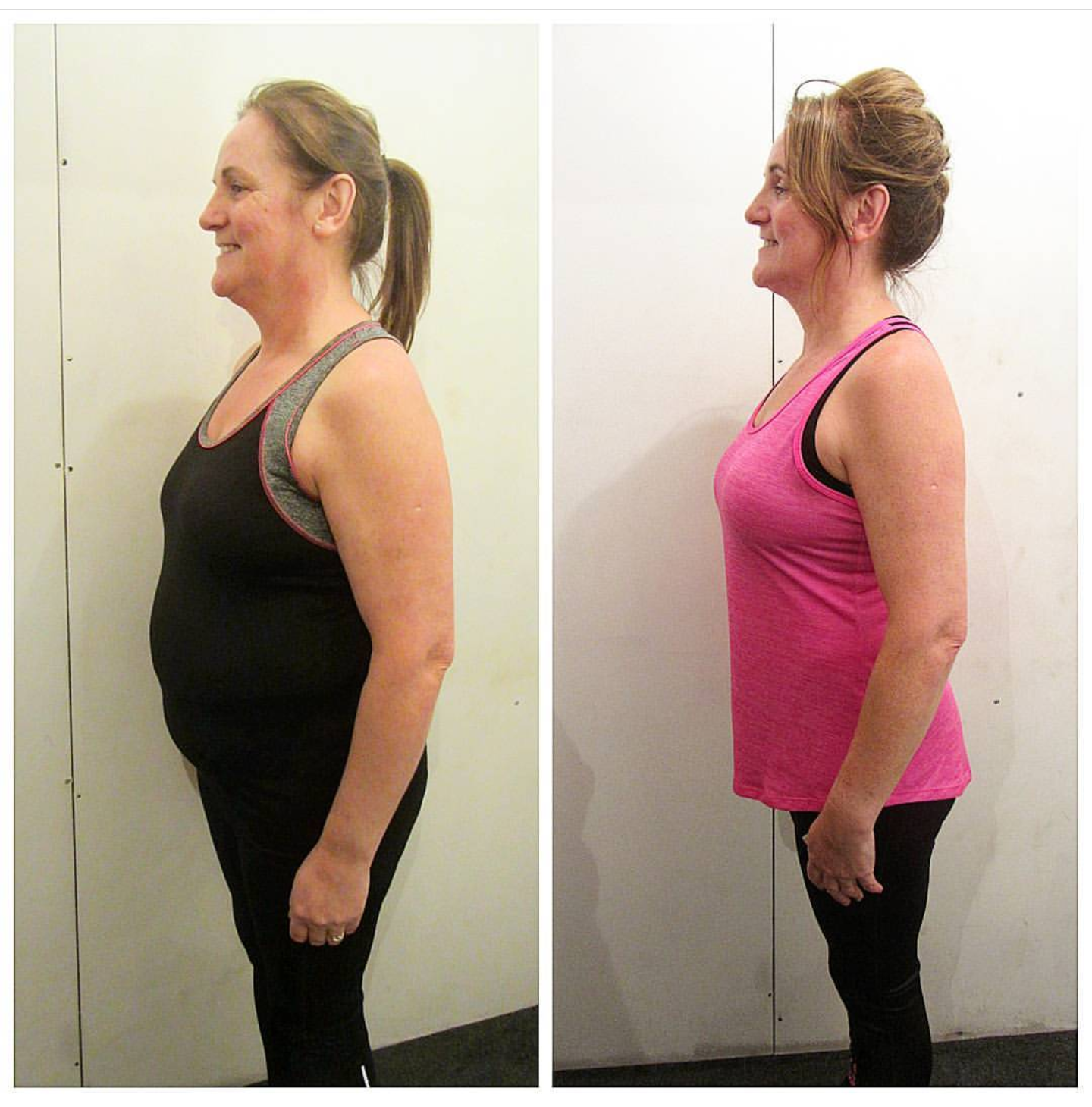 Client Sharon Transformation Picture. Side View. Liverpool Personal Trainer - Chris Walker