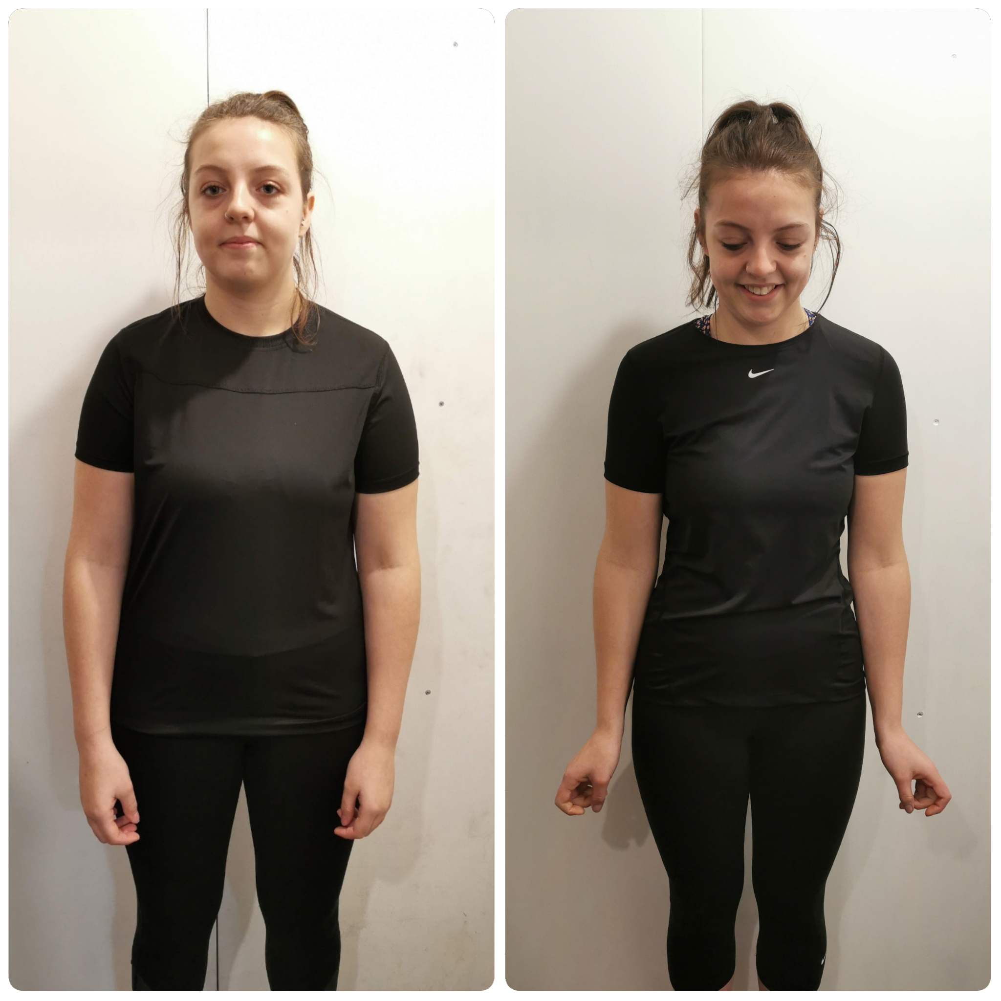 Client Gabby Transformation Picture. Front View. Liverpool Personal Trainer - Chris Walker